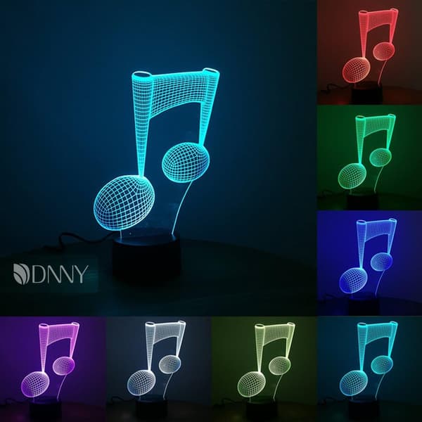 Musiknote 3D Illusion LED Natlampe Skrivebordslampe 3D Optisk I