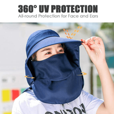 Bredbrättad solhatt - Mångsidig UPF 50 skyddande hinkhatt, Blue
