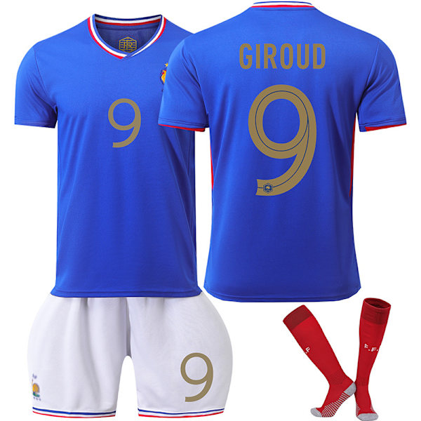 UEFA Euro 2024 Ranskan kotijoukkueen nro 9 Giroudin lasten jalkapalloasu No.9 Giroud XS