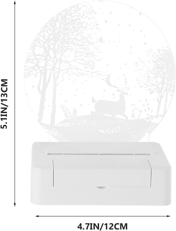 Akryl 3D Natlamper Julehjort i Skov USB LED Tab