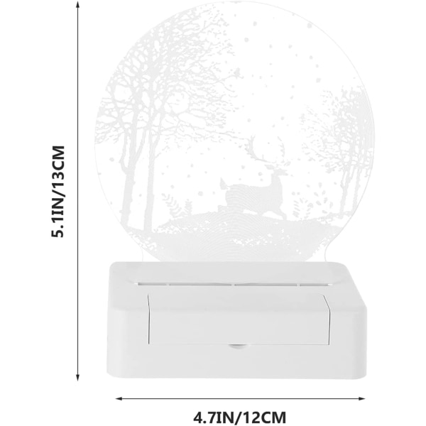 Akryl 3D nattlampa julhjort i skogen USB LED-bord