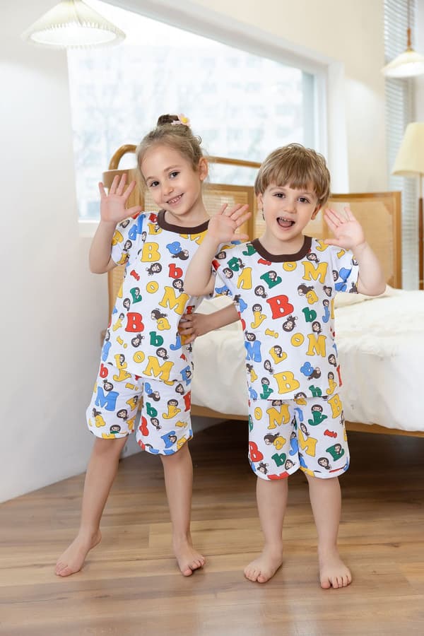 Gutt Pysjamas Dinosaur Tog Nattøy Shorts Sett, L(P1021D)