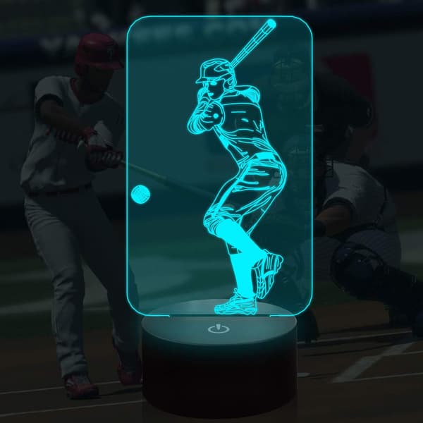Baseball Natlampe, 3D Lampe 7 Farver Skifter med Smart Touch