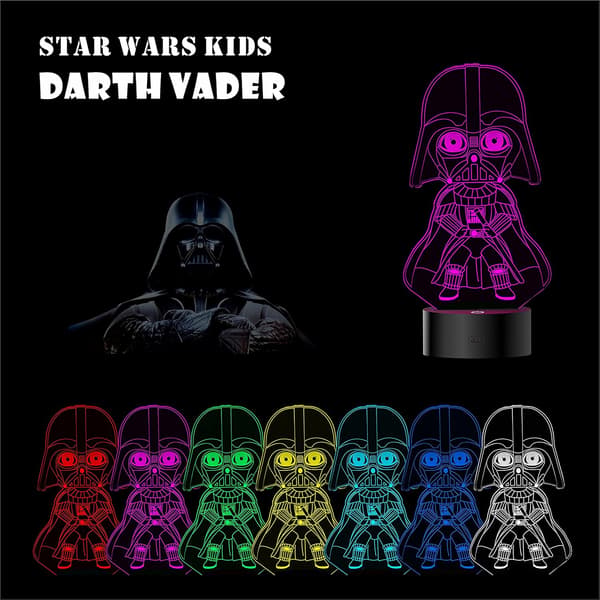 3D Illusjon Star Wars Nattlys, 4 Mønstre med Tidsfunksjon