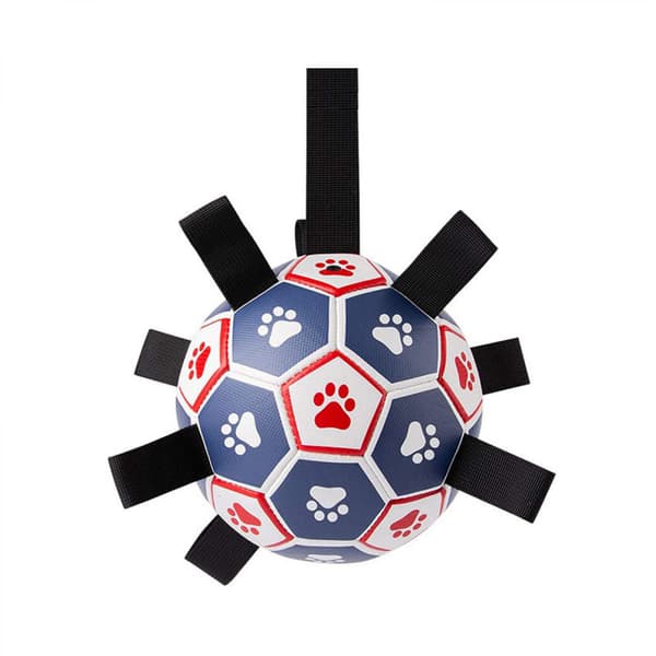 Fotball for hunder med gripestropper, interaktive hundeleker