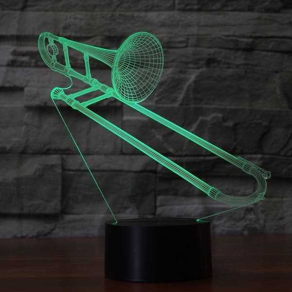 3D Trombone Form Natlampe Touch Bord Skrivebord Optisk Illus