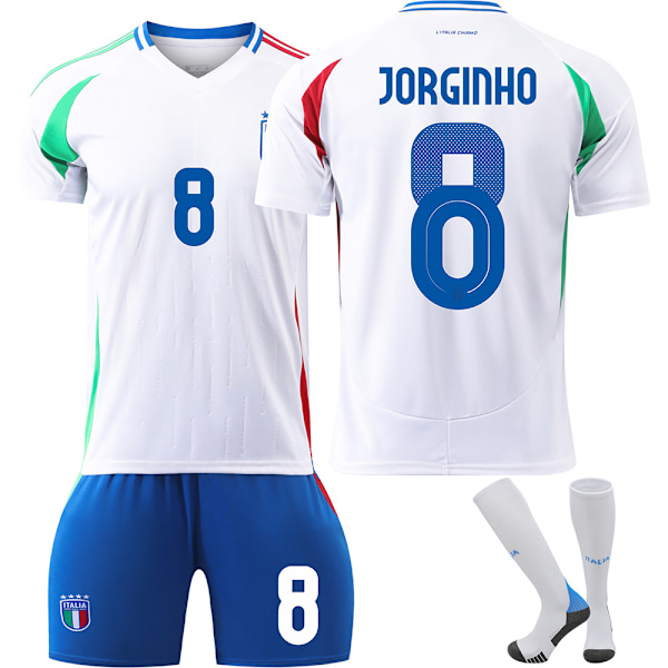 UEFA Euro 2024 Italia Borte Fotballdrakter Barnefotballsett No.8 Jorginho XXXL