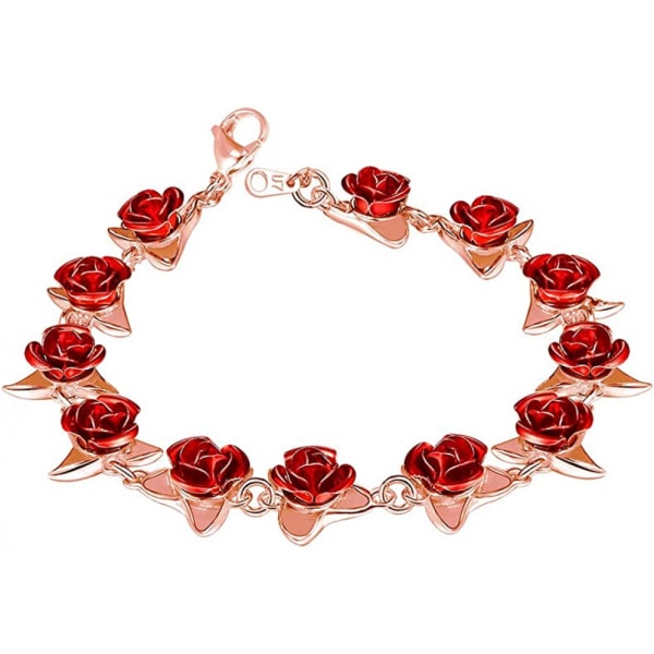 U7 Rose Flower Charm armband kvinnor flickor 18K guld platina