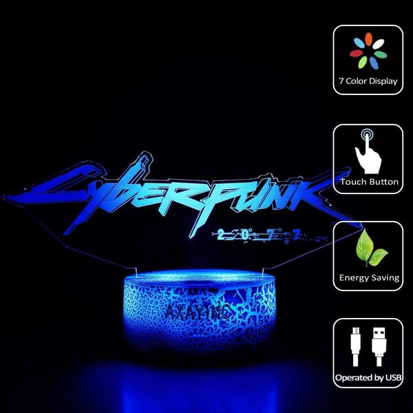 3D Natlampe LED Illusion Skrivebordslampe 7 Farveskift