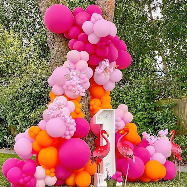 129 stk. lyserøde balloner i forskellige størrelser 18 12 10 5 tommer til guirlandebue, lyserøde balloner til Valentinsdag fødselsdag baby shower køn afsløring bryllup Pink