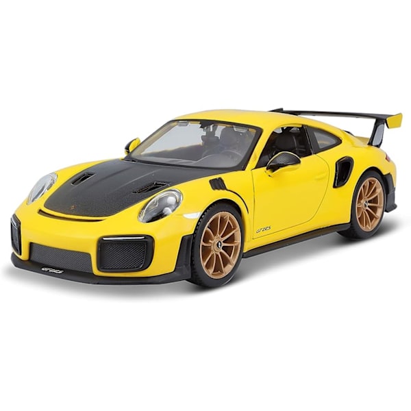 Maisto Porsche 911 GT2 RS Gul med Kulfiberhætte og Guld Fælge Special Edition 1/24 Die-Cast Modelbil