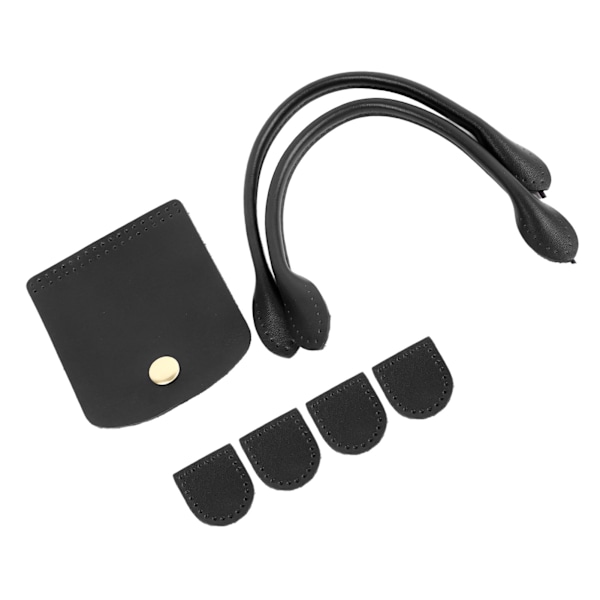Læder Pung Rem DIY Fashionable Håndtaske Håndtag med Flip Cover Lynlås Stopper til Pung Fremstilling Tilbehør Sort Overlæder