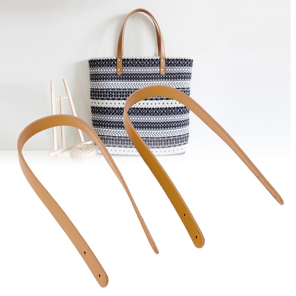 2 st handväskor handrem i splitläder DIY handgjorda handväskor delar med 8 set bronsnitar (beige)
