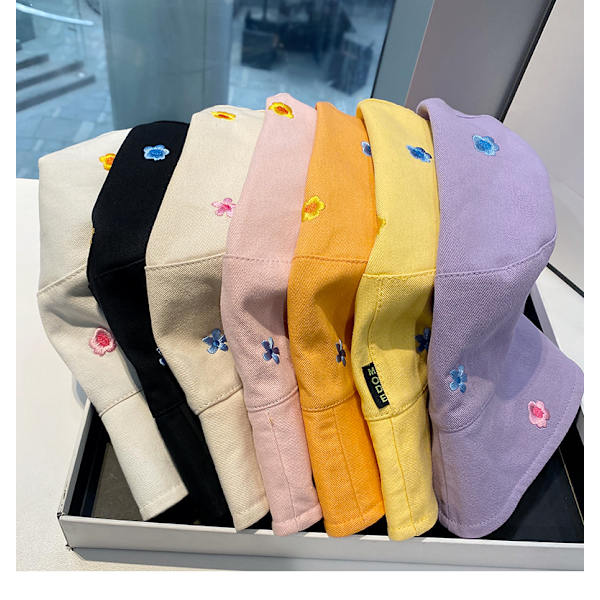 Söt blommig broderad hinkhatt dammode casual Po Beige