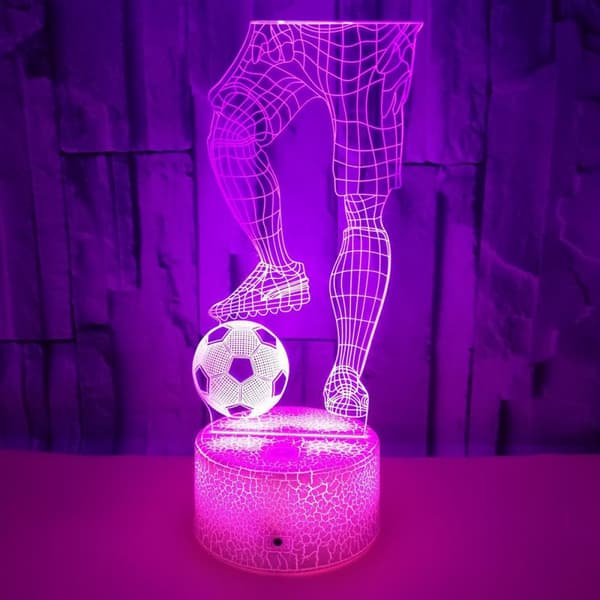 Spil Fodbold Natlampe, 3D Illusion LED Lampe, 7 Farver Di