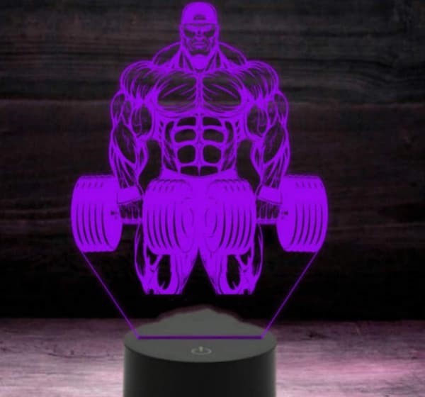 3D Kroppsbygging Gym Gymnastikk Nattlys Lampe Illusjon Led