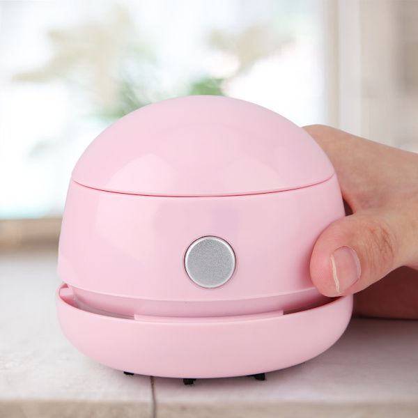 Mini gjenladbar bærbar skrivebordsstøvsuger støvsamler rengjøringsmaskin (rosa)