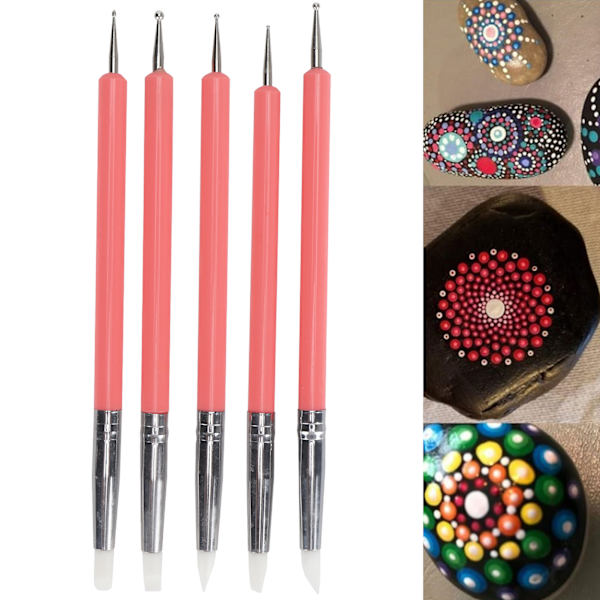 Dobbeltsidet Neglekunst Prikpen Pottemager Ler Modellering Skulptur Indentations Pen Sæt