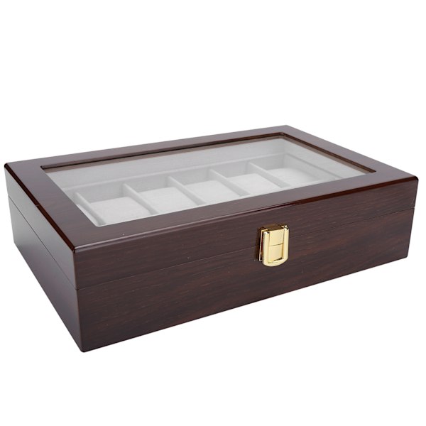 12 rutnät trä klocka display box arrangör handledsklockor förvaring trä låda fall arrangör
