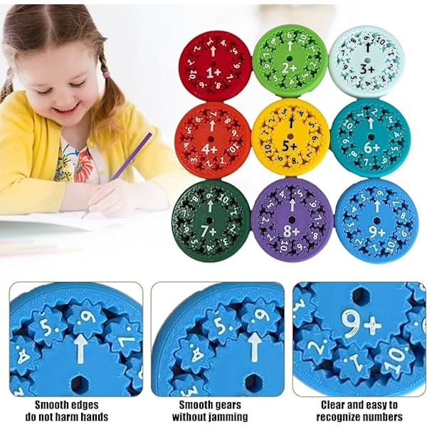 Matemaattiset fidget-spinnerit, matemaattisten tosiasioiden fidget-spinneri, yhteenlasku- ja vähennyslasku-fidget-spinneri lelu lapsille, matematiikan oppimis- ja koulutuslelupeli Add and subtract 9 PCS