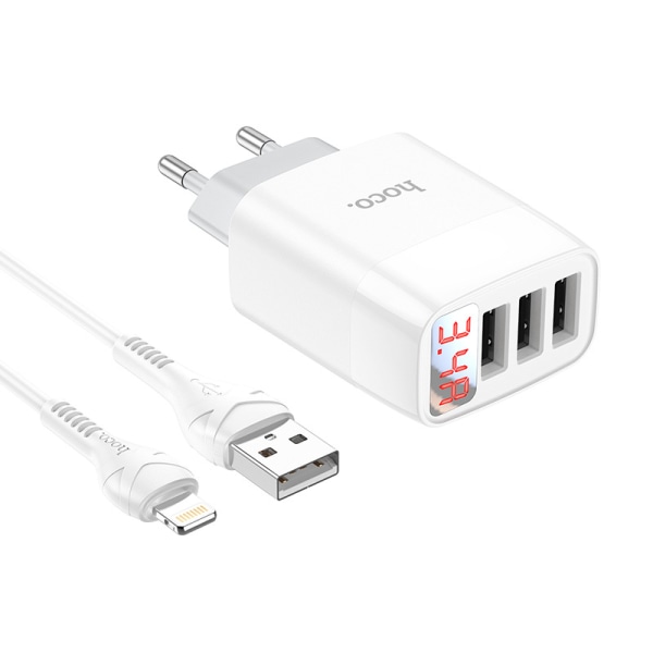 hoco. C93A laddare med tre portar och digital display för Apple Andr
