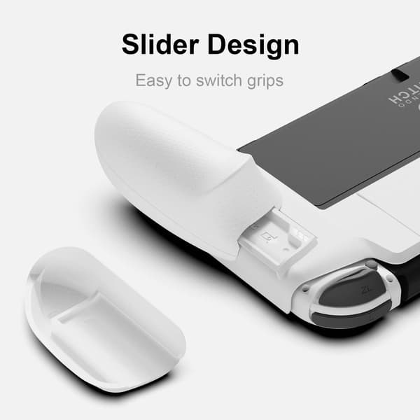 NeoGrip Bundle: Ergonomisk grep med hardt skall og utskiftbare grep [passer til alle håndstørrelser] for Nintendo Switch OLED og vanlig modell