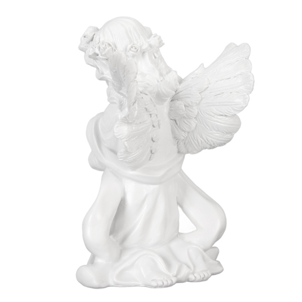 Harpiks Bedende Engel Figur Hvid Bøn Pige Vinkel Ornament Hold Kind Vinger Cherubs Skulptur til Bogreol Soveværelse Bryllupsdag Jubilæum