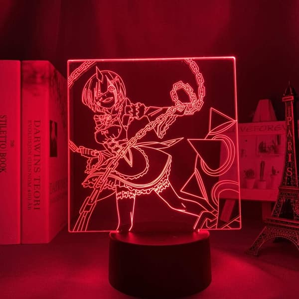 Lampe 3D LED Natlys Gaver Soveværelse Re Zero Rem og Ram An