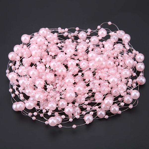 10M Fiskegarn Kunstige Perler Perlekjede DIY Bryllupsfest Dekorasjon Pink