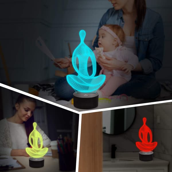 Meditationsfigur 3D Yoga Natlampe Søvnhjælp Sengelampe