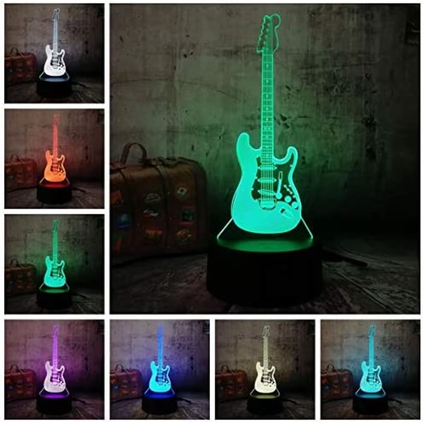 Bas present gitarr 3D nattljus musik elektrisk gitarr modell