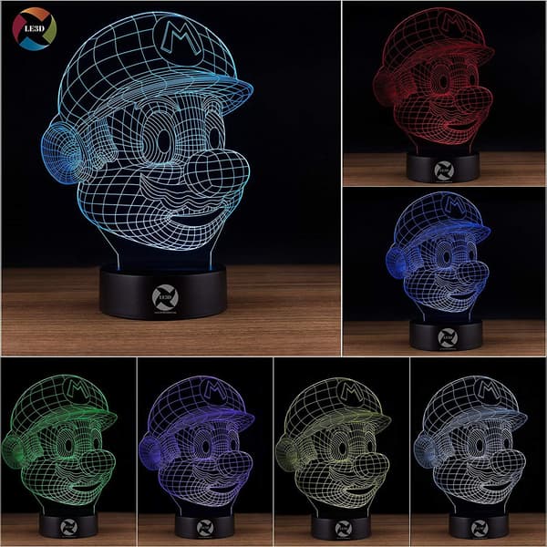 3D Optisk Illusions Natlampe - 7 LED Farveskiftende Lampe