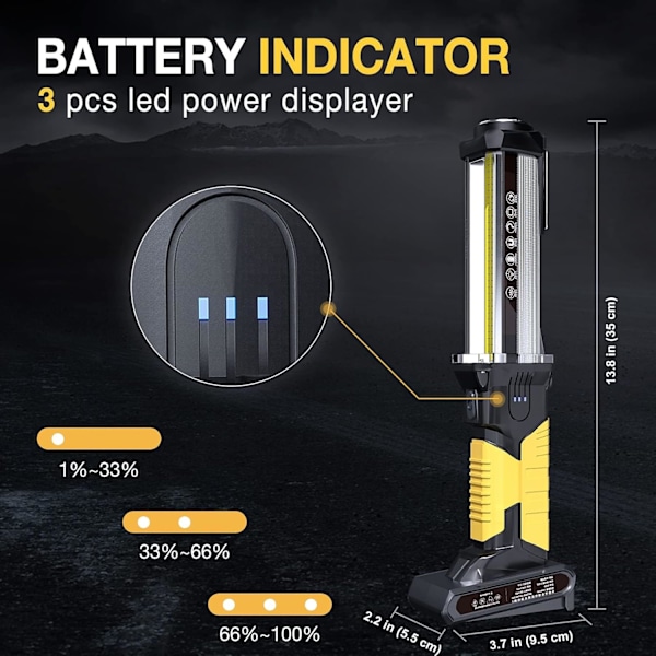 Arbejdslys Genopladelig LED 1500 Lumen Super Lys COB Bærbar Arbejdslys Magnetisk Base og Krog Arbejdslommelygte til Bilreparation Maskine Nød