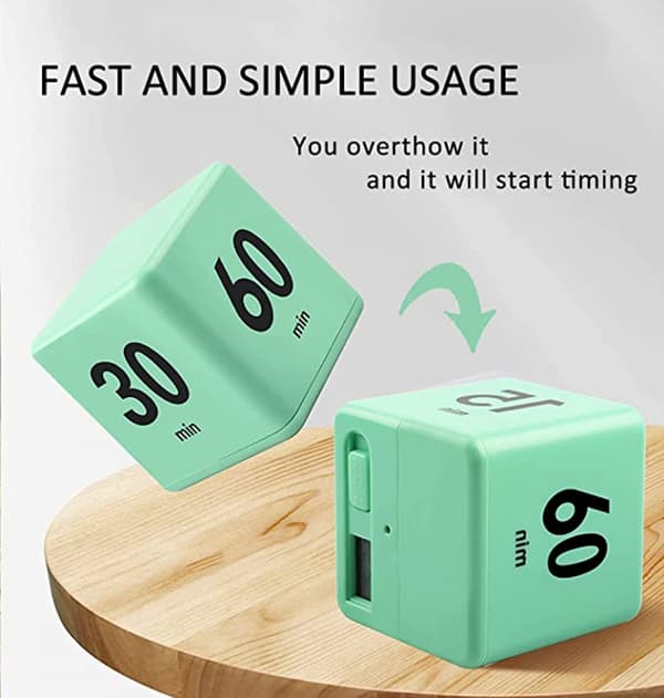 Countdown Kitchen Cube Timer Fitness Matlagning Tids Påminnelse Barn Student Alarm Klocka, 15-20-30-60 Minuter（Grön）