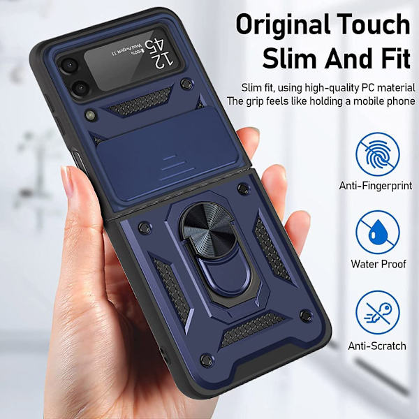 Kompatibel med Samsung Galaxy Z Flip 3 Fodral, [Militär Gra