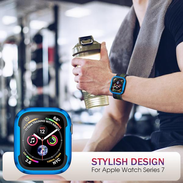 Alumiininen puskuri Metallikotelo suunniteltu Apple Watch Series 7 /8 45mm, Kestävä suojakotelo iskunkestävä TPU