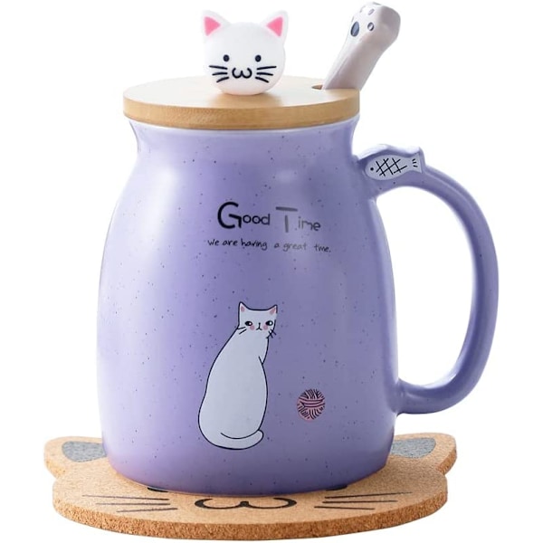 Kattekrus Sød Keramisk Kaffe Kop med Søde Kitty Låg, Kat P