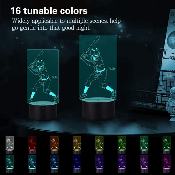 Baseball Light, Baseball Sport Gaver 3D Nattlys for Barn