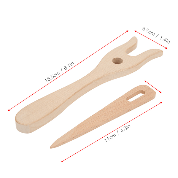 2PCS Multifunktion DIY Stickning Verktyg Trä Bok Stickning Gaffel Liten Öga Nål