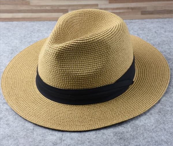 Bredskygget Panama-stråhat, der kan rulles sammen, strandhat UPF50+ Kha