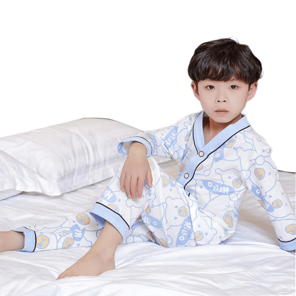 Jente Gutter Pyjamas Sett Langermet V-Hals Pyjamas, S, Bjørn