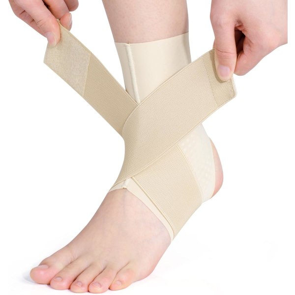 Ankelstøtte, Justerbar Åndbar Kompressionsankelstøtte, til Mænd og Kvinder med Forstuvede Ankler, Ankelbandage Stabiliserende Ligamenter, Plantar Fascii Complexion Large