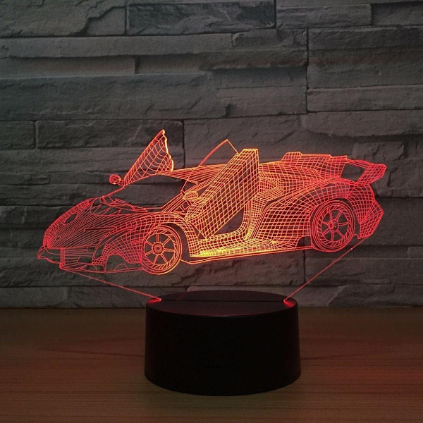 Fantastisk Lamborghini Super Car Akryl 3D-lampa 7 Färgförändring S