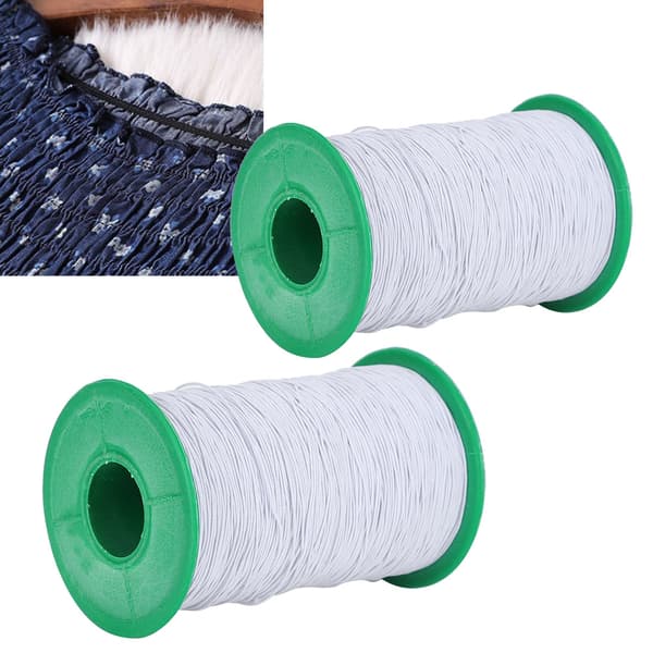 2 Rullar Elastisk Tråd Pärlning Tråd Armband Halsband Pärltillverkning Vit 1mm 350meter/rulle