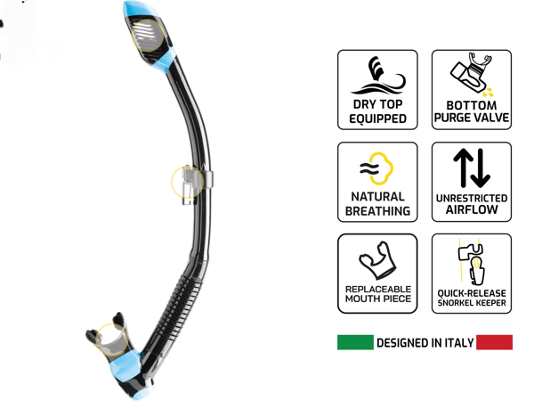Avancerad torr snorkel med stänkskydd och toppventil för enkel andning under vattenäventyr, vit White