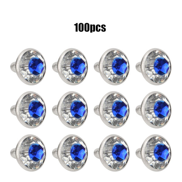 100PCS Krystall Rhinestone Pipe Diamond Rivet for Bagasje / Sko / Hatter / Klær Tilbehør 9mm Blått Hjerte Hvit Diamant