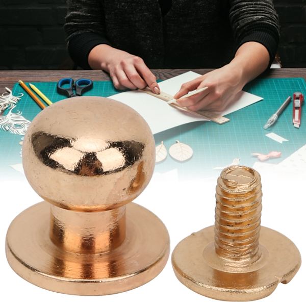 20 sarjaa kuparisia pyöreäkantaisia niittejä, DIY-nahkatyön niittejä, 10 x 8 mm, kulta