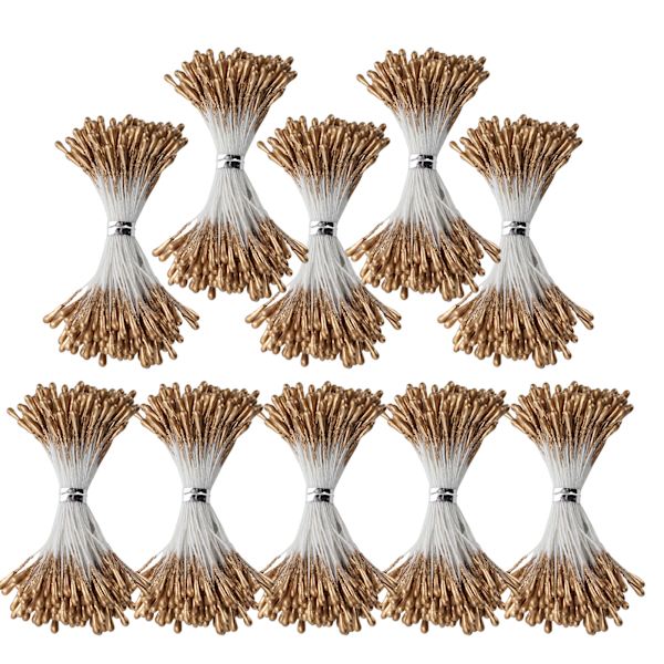 Perle Støv Golden Gips Simulation Dobbelt Ende Kunstig Buket Fremstilling Tilbehør(1mm（#3） 1440)