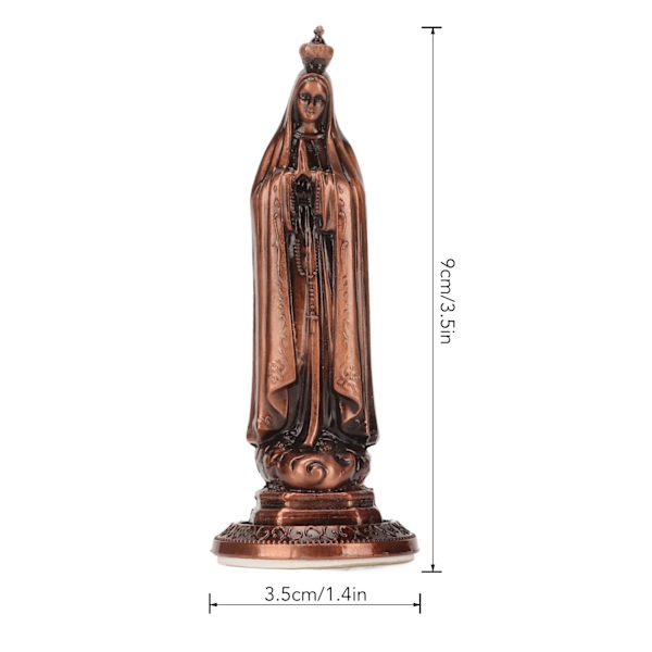 Mini Neitsyt Maria -patsas, käsin veistetty, helppo puhdistaa, hajuton, kestävä sinkkiseos, elävä koristeellinen Pyhä Neitsyt Maria -koriste Red Copper Color