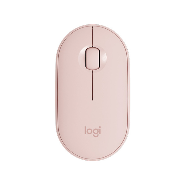 Logitech M350 Pebble trådløs mus med Bluetooth eller 2,4 GHz-modtager, lydløs, slank computermus med stille klik Pink